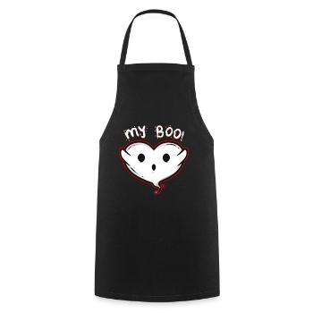 Heart Shaped Ghost Spirit Is My Boo On Halloween - Kochschürze - Schwarz - Vorne - AI Model Male 185 dark (185cm)