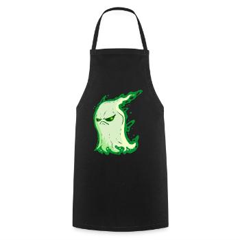 Fantôme grincheux de l’ vert à Halloween - Tablier de cuisine - noir - Devant - AI Model Male 185 dark (185cm)