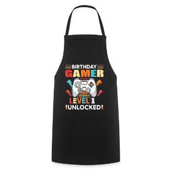 Geburtstag Gamer Level 1 Unlocked 1 Geburtstag - Kochschürze - Schwarz - Vorne - AI Model Male 185 dark (185cm)
