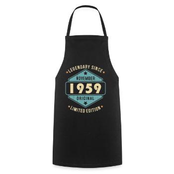 Novembre 1959 Vintage Retro Anniversaire - Tablier de cuisine - noir - Devant - AI Model Male 185 dark (185cm)