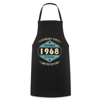 Novembre 1968 Vintage Retro Anniversaire - Tablier de cuisine - noir - Devant - AI Model Male 185 dark (185cm)