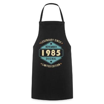 Novembre 1985 Vintage Retro Anniversaire - Tablier de cuisine - noir - Devant - AI Model Male 185 dark (185cm)
