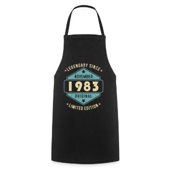 Novembre 1983 Vintage Retro Anniversaire - Tablier de cuisine - noir - Devant - AI Model Male 185 dark (185cm)