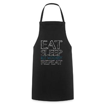 Manger du hockey sur glace pour dormir - Tablier de cuisine - noir - Devant - AI Model Male 185 dark (185cm)