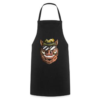 Eber Frischling Jägermütze Wildschein Jagt Kostüm - Tablier de cuisine - noir - Devant - AI Model Male 185 dark (185cm)