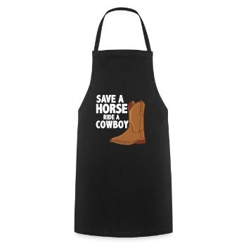 Cowboys: Save a Horse - Cooking Apron - black - Front - AI Model Male 185 dark (185cm)