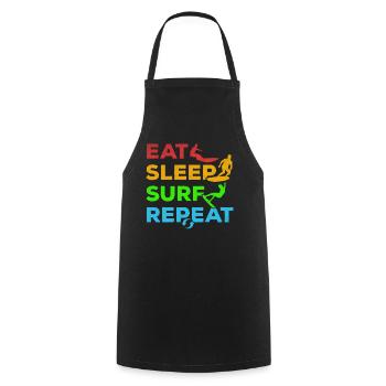 Surfing Eat Sleep Surf Repeat - Wave Surfer - Cooking Apron - black - Front - AI Model Male 185 dark (185cm)