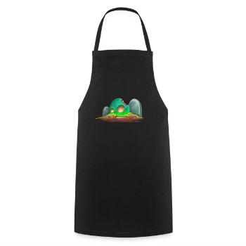 Bite Off Comic Zombie Skull On Graveyard - Cooking Apron - black - Front - AI Model Male 185 dark (185cm)