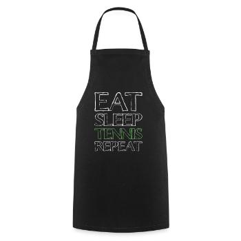 Eating Sleep Tennis - Cooking Apron - black - Front - AI Model Male 185 dark (185cm)