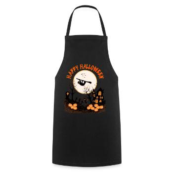 HAPPY HALLOWEEN SLOTH IN THE MOONLIGHT - Cooking Apron - black - Front - AI Model Male 185 dark (185cm)