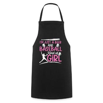 Je suis juste une bière et un baseball genre de fille de baseball - Tablier de cuisine - noir - Devant - AI Model Male 185 dark (185cm)