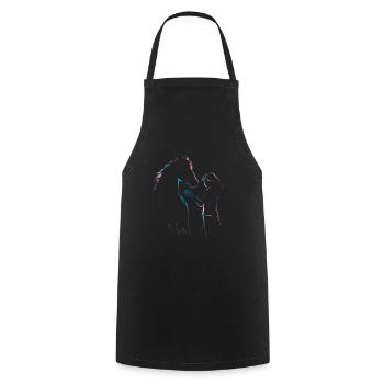 Chevaux Fille Cher Cavalier Amoureux des Chevaux - Tablier de cuisine - noir - Devant - AI Model Male 185 dark (185cm)