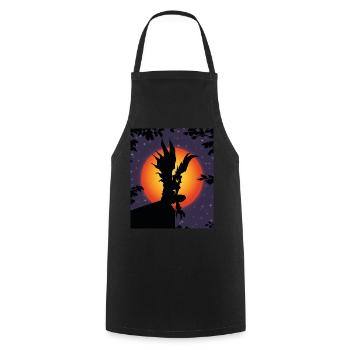 Scary Death Monster Creepy Moon Halloween Costume - Cooking Apron - black - Front - AI Model Male 185 dark (185cm)
