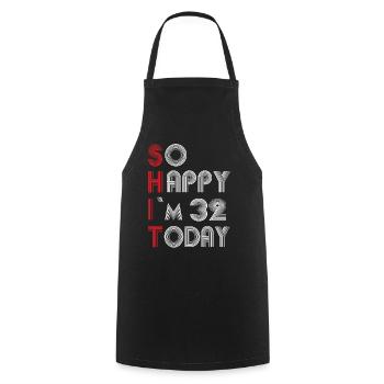 32 birthday - Cooking Apron - black - Front - AI Model Male 185 dark (185cm)