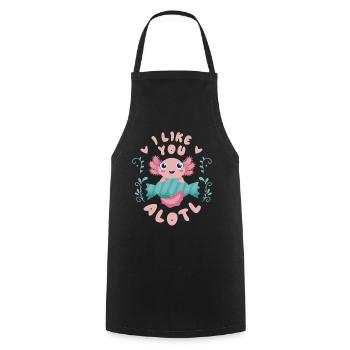 Axolotl jeu de mots Je t’aime Alotl Animal aquatique - Tablier de cuisine - noir - Devant - AI Model Male 185 dark (185cm)