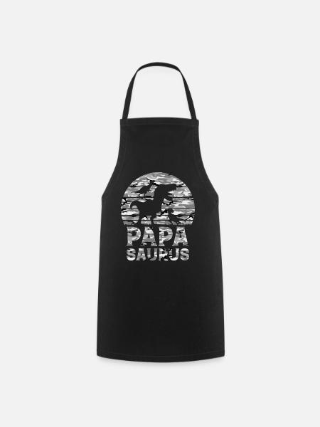 Papa Saurus Papa Dinosaur Camouflage Flag Dino Pap - Kochschürze - Schwarz