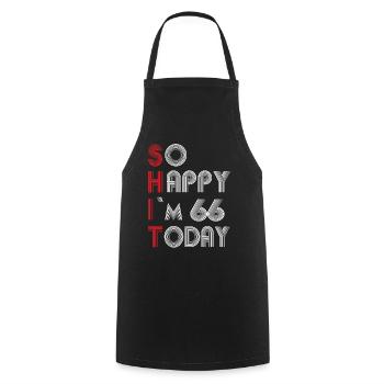 66 birthday - Cooking Apron - black - Front - AI Model Male 185 dark (185cm)