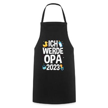 Großvater 2023 Schwanger Werdender Opa - Kochschürze - Schwarz - Vorne - AI Model Male 185 dark (185cm)
