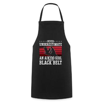 Never Understimate An Aikido Girl Fighter Samurai - Cooking Apron - black - Front - AI Model Male 185 dark (185cm)