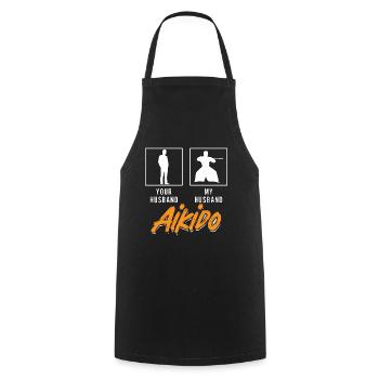 Aikido Your Husband My Husband Fighter Samurai - Cooking Apron - black - Front - AI Model Male 185 dark (185cm)