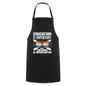 Skiing Education Saying Skier Gift - Cooking Apron - black - Front - AI Model Male 185 dark (185cm)