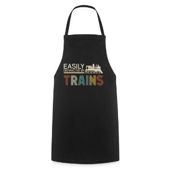 Conducteur de train à vapeur Trainspotting - Tablier de cuisine - noir - Devant - AI Model Male 185 dark (185cm)