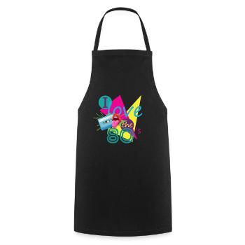 80s Retro Cassette 80s Outfit I Love the 80s - Cooking Apron - black - Front - AI Model Male 185 dark (185cm)
