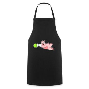 Boule de bowling de cochon - Tablier de cuisine - noir - Devant - AI Model Male 185 dark (185cm)