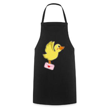 Lettre du facteur canard - Tablier de cuisine - noir - Devant - AI Model Male 185 dark (185cm)