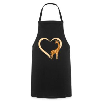 Girafe Lover - Girafe Coeur Girafe - Giraf mignon - Tablier de cuisine - noir - Devant - AI Model Male 185 dark (185cm)