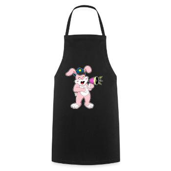 Policier Bunny Police du Micro - Tablier de cuisine - noir - Devant - AI Model Male 185 dark (185cm)