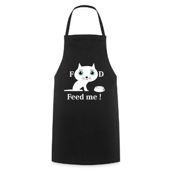 Süße Weiße Katze - Kochschürze - Schwarz - Vorne - AI Model Male 185 dark (185cm)