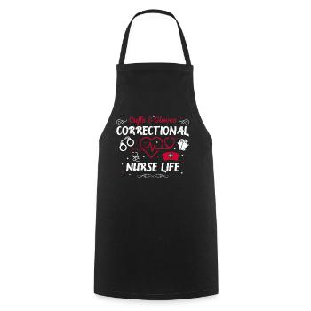 Cuffs & Gants Vie d’infirmière correctionnelle - Tablier de cuisine - noir - Devant - AI Model Male 185 dark (185cm)
