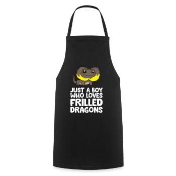 Juste un garçon qui aime les dragons à froufrous ondulés - Tablier de cuisine - noir - Devant - AI Model Male 185 dark (185cm)