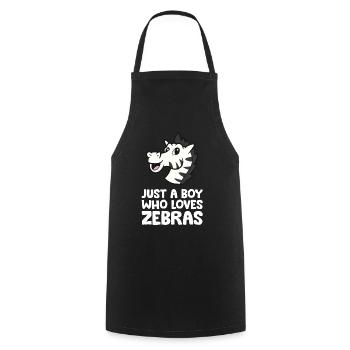 Juste un garçon qui aime les zèbres - Tablier de cuisine - noir - Devant - AI Model Male 185 dark (185cm)