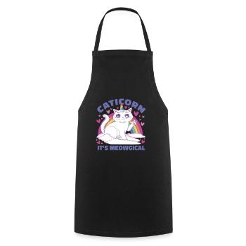 Unicorn - Caticorn it's meowgical - Cooking Apron - black - Front - AI Model Male 185 dark (185cm)