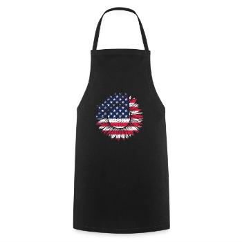 Sonnenblume USA Flagge - Kochschürze - Schwarz - Vorne - AI Model Male 185 dark (185cm)