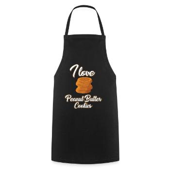 J’adore les biscuits au beurre de cacahuète - Tablier de cuisine - noir - Devant - AI Model Male 185 dark (185cm)