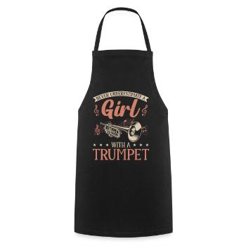 Trompettiste ne sous-estime jamais - Tablier de cuisine - noir - Devant - AI Model Male 185 dark (185cm)