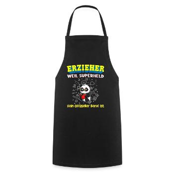 Erzieher Weil Superheld Kein Offizieller Beruf Ist - Kochschürze - Schwarz - Vorne - AI Model Male 185 dark (185cm)
