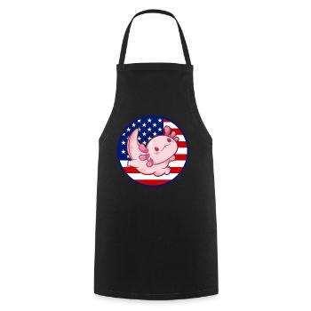 Axolotl American Flag Kawaii Axolotl US Flag Axolo - Kochschürze - Schwarz - Vorne - AI Model Male 185 dark (185cm)