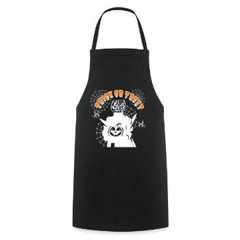 Halloween Pumpkin Ghost TRICK OR TREAT - Cooking Apron - black - Front - AI Model Male 185 dark (185cm)