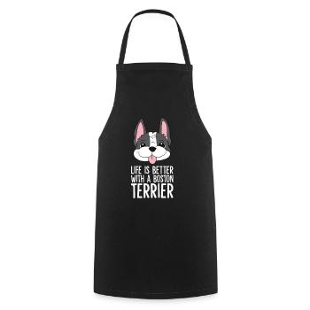La vie est meilleure avec un Boston Terrier - Tablier de cuisine - noir - Devant - AI Model Male 185 dark (185cm)