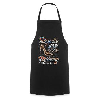 Steppin Into My 53rd Birthday - Cooking Apron - black - Front - AI Model Male 185 dark (185cm)