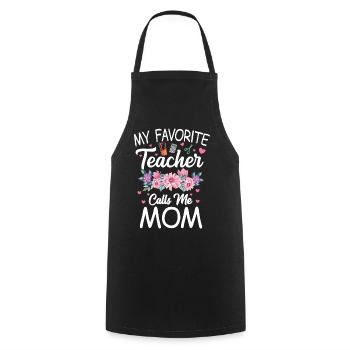 Mon professeur préféré m’appelle maman mère - Tablier de cuisine - noir - Devant - AI Model Male 185 dark (185cm)
