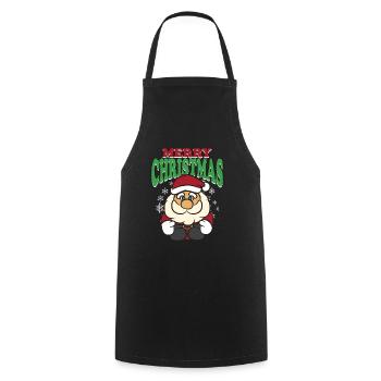 Père Noël Nikolaus Joyeux Noël - Tablier de cuisine - noir - Devant - AI Model Male 185 dark (185cm)