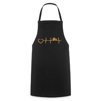 Farmer Heartbeat Farm Farming Tractor Heartbeat - Cooking Apron - black - Front - AI Model Male 185 dark (185cm)