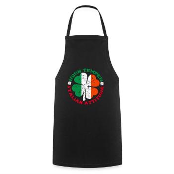 Irish Temper Italian Attitude Shirt Patrick’s Day - Tablier de cuisine - noir - Devant - AI Model Male 185 dark (185cm)