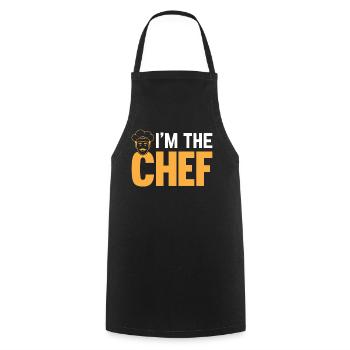 Drôle de chef cuisinier - Je suis le chef - Tablier de cuisine - noir - Devant - AI Model Male 185 dark (185cm)