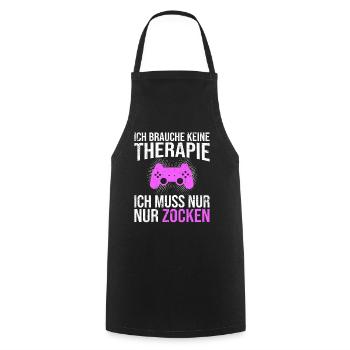 Gaming Therapie Spruch - Kochschürze - Schwarz - Vorne - AI Model Male 185 dark (185cm)